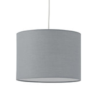First Choice Lighting Grey Grey 33 cm Easy Fit Fabric Pendant Shade