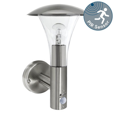 First Choice Lighting Halo Brushed Stainless Steel Outdoor IP44 Motion Sensor Activated Wall Light