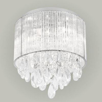 First Choice Lighting Harbour Chrome Clear Glass 4 Light Flush Ceiling Light