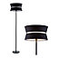 First Choice Lighting - Hayley Black Floor Lamp with Black Layered Shade