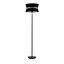First Choice Lighting - Hayley Black Floor Lamp with Black Layered Shade