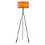 First Choice Lighting - Hayley Black Tripod Floor Lamp with Terracotta Shade