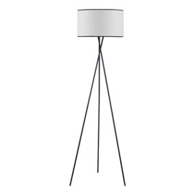 First Choice Lighting - Hayley Black Tripod Floor Lamp with White Shade