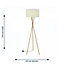 First Choice Lighting - Hayley Brass Tripod Floor Lamp with White Shade