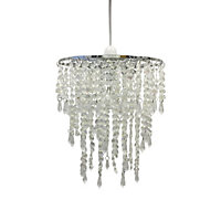 First Choice Lighting Heather Chrome Clear Easy Fit Jewelled Pendant Shade