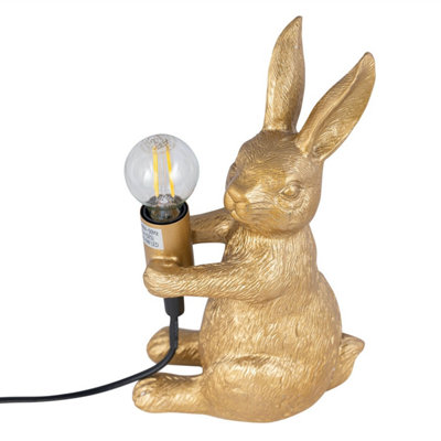 First Choice Lighting Hop Hop Gold Bunny Rabbit Table Lamp