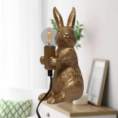 First Choice Lighting Hop Hop Gold Bunny Rabbit Table Lamp