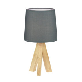 First Choice Lighting Hubert Wood Grey Table Lamp With Shade