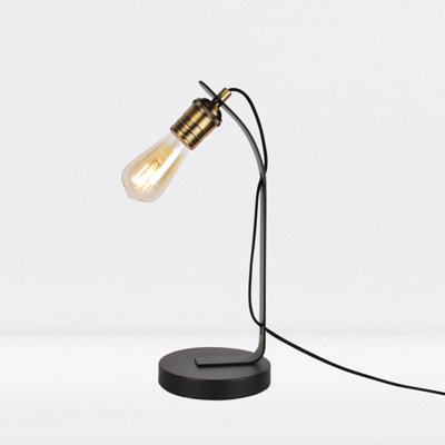 First Choice Lighting Indo Black Antique Brass Task Table Lamp