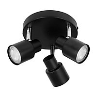 First Choice Lighting Irwin Black 3 Light IP44 Bathroom Ceiling Spotlight