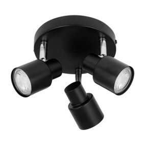 First Choice Lighting Irwin Black 3 Light IP44 Bathroom Ceiling Spotlight