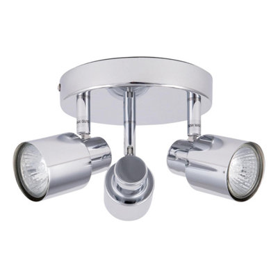 First Choice Lighting Irwin Chrome 3 Light IP44 Bathroom Ceiling Spotlight