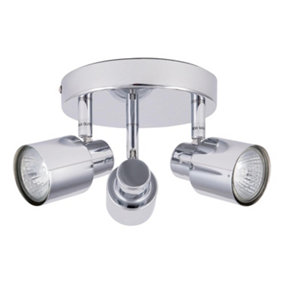 First Choice Lighting Irwin Chrome 3 Light IP44 Bathroom Ceiling Spotlight