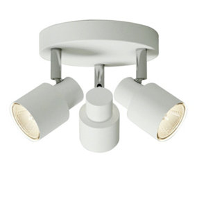 First Choice Lighting Irwin White 3 Light IP44 Bathroom Round Spotlight Plate