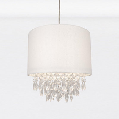 First Choice Lighting Ivory Faux Silk Jewelled Pendant Shade