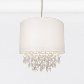 First Choice Lighting Ivory Faux Silk Jewelled Pendant Shade
