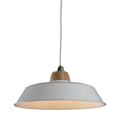 First Choice Lighting Jakob Cream Metal and Wood Easy Fit Pendant Shade