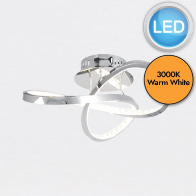 First Choice Lighting Jewelled Chrome LED Loop Ceiling Light