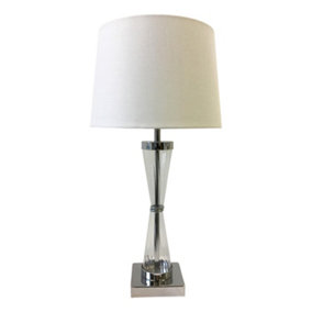 First Choice Lighting Jive Chrome Clear White Touch Table Lamp With Shade