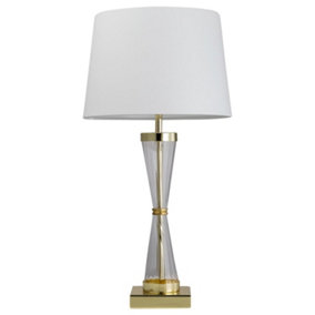 First Choice Lighting Jive Gold Clear Glass White Touch Table Lamp With Shade