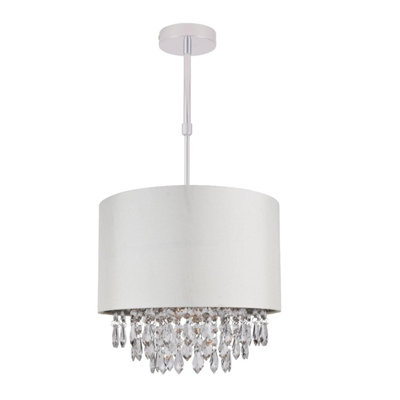 First Choice Lighting Joyce Chrome Clear Cream 30 cm Adjustable Flush Ceiling Light