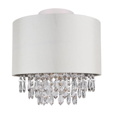 First Choice Lighting Joyce Chrome Clear Cream 30 cm Flush Ceiling Light