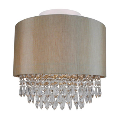 First Choice Lighting Joyce Chrome Clear Gold 35 cm Flush Ceiling Light