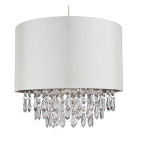 First Choice Lighting Joyce Clear Cream 30 cm Easy Fit Jewelled Pendant Shade