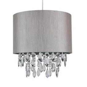 First Choice Lighting Joyce Clear Silver 25 cm Easy Fit Jewelled Pendant Shade