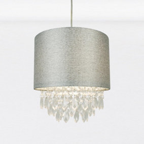 First Choice Lighting Joyce Clear Sparkle Grey Easy Fit Jewelled Pendant Shade