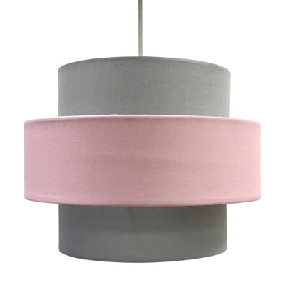 First Choice Lighting Jupiter - Pink Grey Easy Fit Fabric Pendant Shade