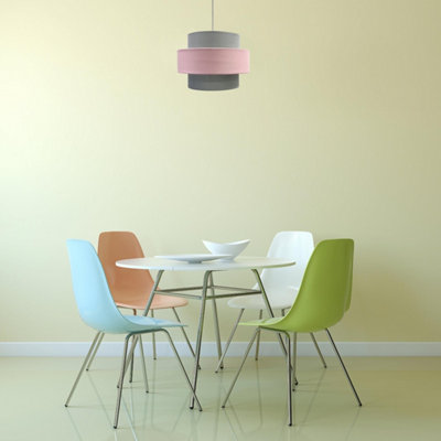 First Choice Lighting Jupiter - Pink Grey Easy Fit Fabric Pendant Shade