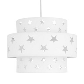 First Choice Lighting Jupiter White Easy Fit Fabric Pendant Shade