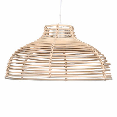 First Choice Lighting Katrina Natural Rattan Easy Fit Fabric Pendant Shade