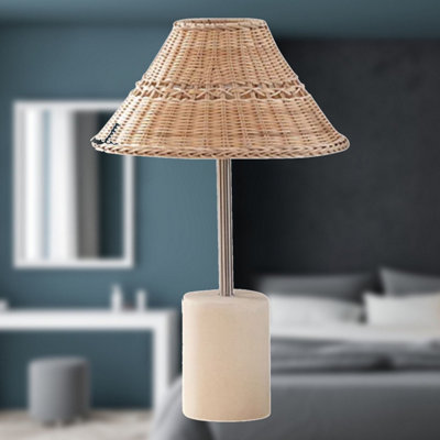 Grey rattan deals table lamp