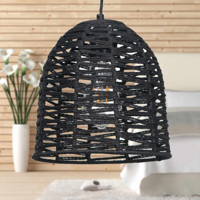 First Choice Lighting Kleo Dark Paper String Easy Fit Fabric Pendant Shade