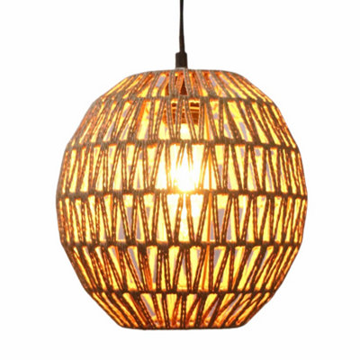 First Choice Lighting Kloe Natural Paper String Easy Fit Fabric Pendant Shade