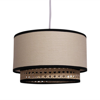 First Choice Lighting Koral - Natural Rattan Easy Fit Fabric Pendant Shade