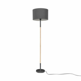 First Choice Lighting Kyrie Grey Wood Floor Lamp