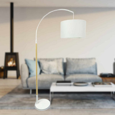 First Choice Lighting Kyrie White Wood Floor Reading Lamp