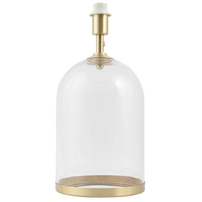 First Choice Lighting Large Satin Brass and Glass Cloche Table Lamp Base