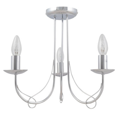 First Choice Lighting Lars Chrome 3 Light Flush Ceiling Light