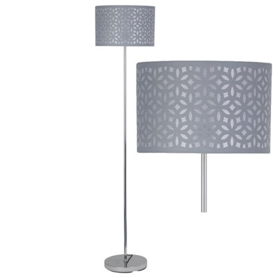 First Choice Lighting Laser Chrome Grey Stick Floor Lamp | DIY at B&Q