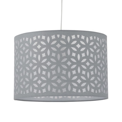 First Choice Lighting Laser Grey 25 cm Easy Fit Fabric Pendant Shade