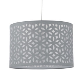 First Choice Lighting Laser Grey 25 cm Easy Fit Fabric Pendant Shade