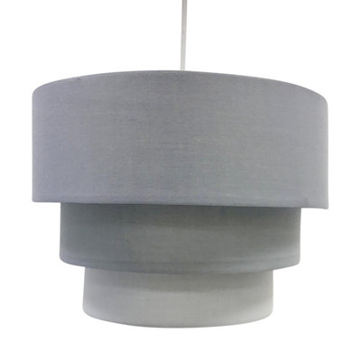 First Choice Lighting Layer Grey 3 Tier Easy Fit Fabric Pendant Shade