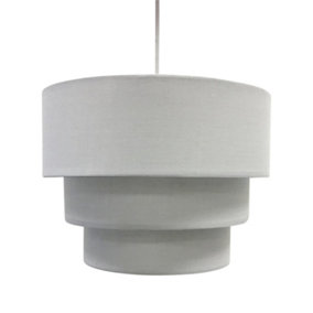 First Choice Lighting Layer Light Grey 3 Tier Easy Fit Fabric Pendant Shade
