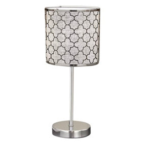 First Choice Lighting Lazar Chrome Grey Table Lamp With Shade