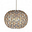 First Choice Lighting Leaf Amber Taupe Grey Easy Fit Jewelled Pendant Shade