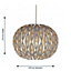 First Choice Lighting Leaf Amber Taupe Grey Easy Fit Jewelled Pendant Shade